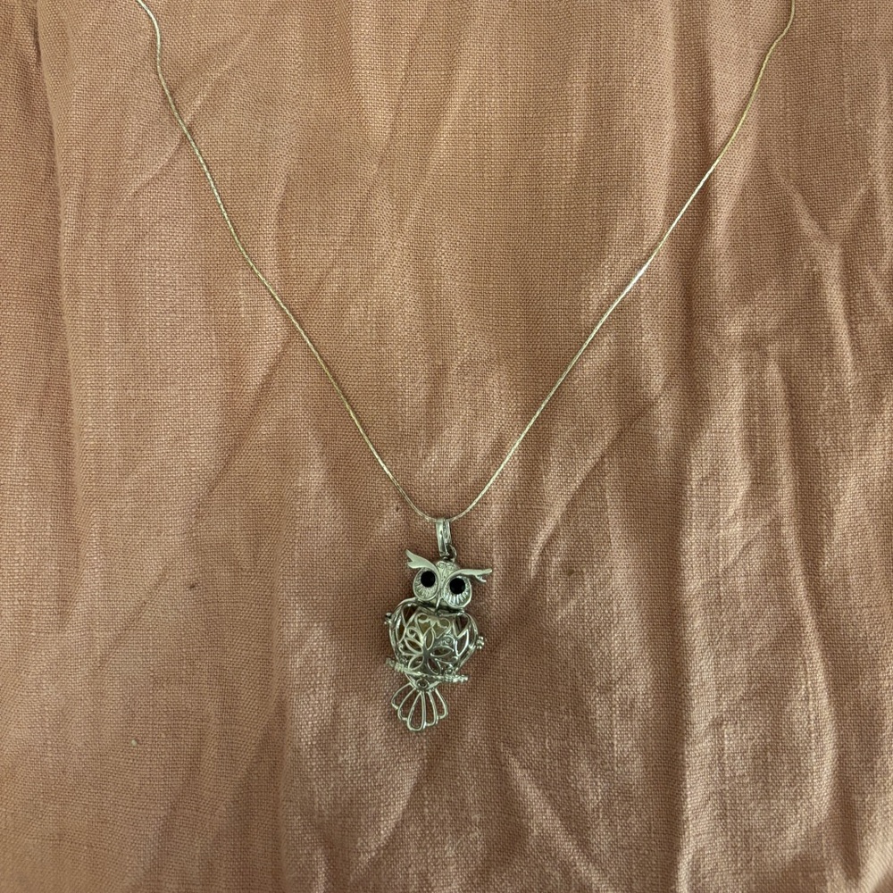 Silver Owl Pendant Necklace
